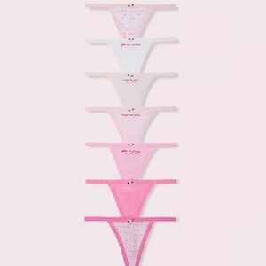 VS PINK x LoveShackFancy Rules of Pink 7-Pack V-String Panties